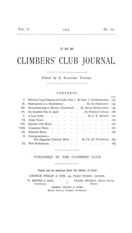 Climbers' Club 1903 Vol.5 No.20 Journal cover